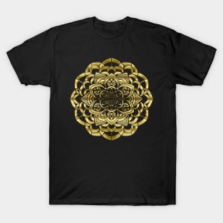 3D Gold Mandala Design #5 / Sacred Geometry Flower of Life Mandala T-Shirt